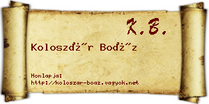 Koloszár Boáz névjegykártya
